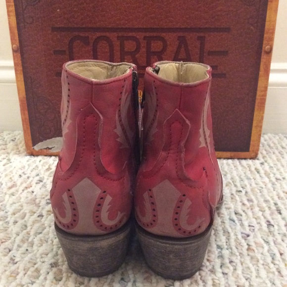 🆕 CORRAL distressed red pink leather cowboy boots - Picture 4 of 8